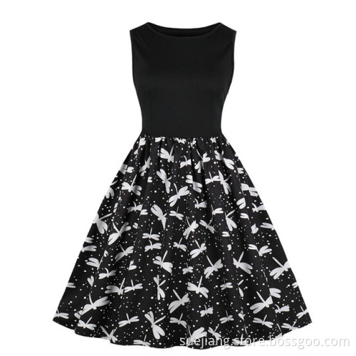 Fashion Sleeveless Ladies Flower Lovely Dress With Belt